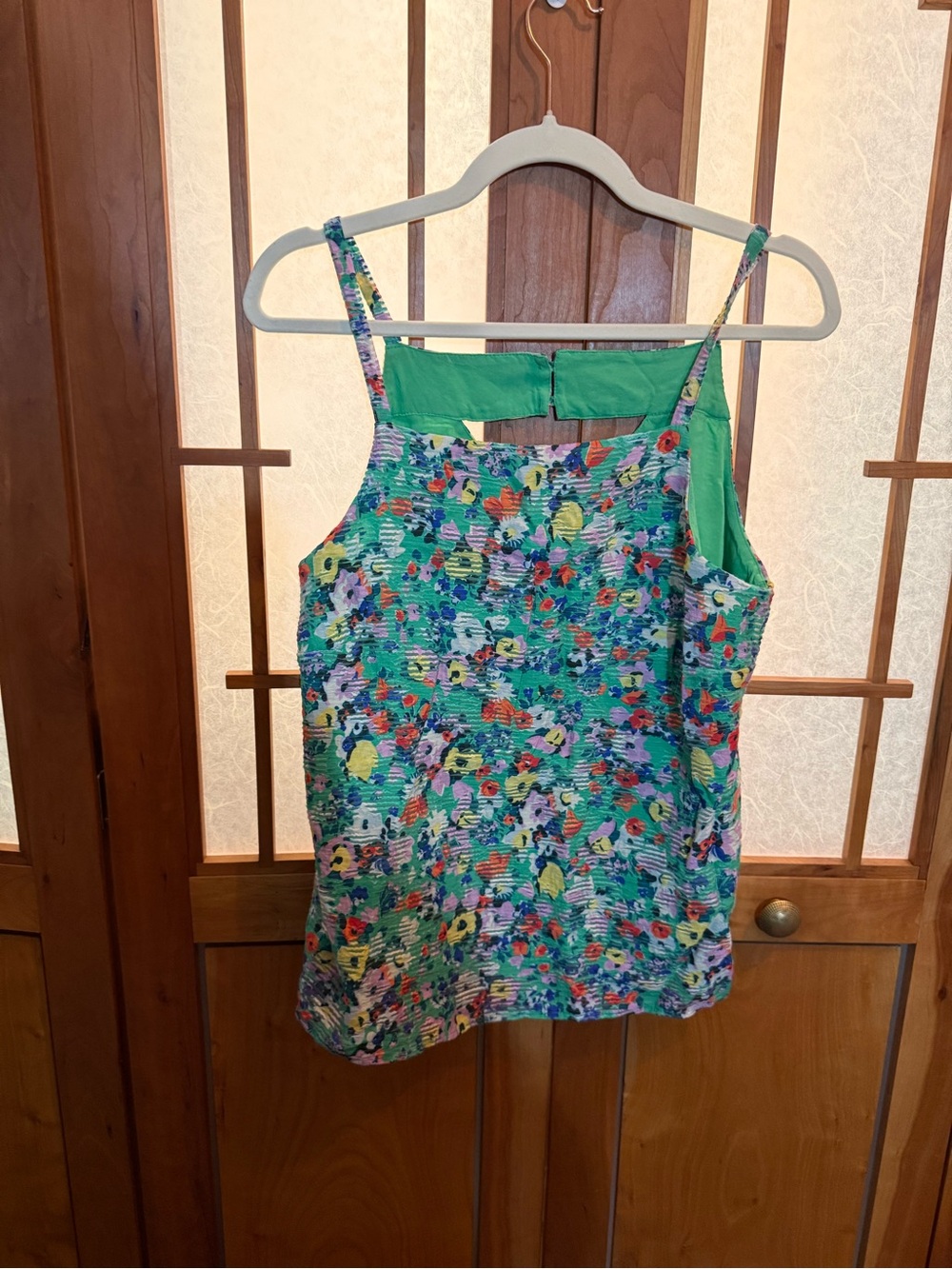 Anthropologie Green Floral Print Sleeveless Tank